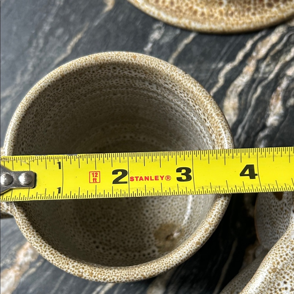 Artisan hand made ceramic 2 Mugs 1 Bowl Set brown speckle - Picture 9 of 13